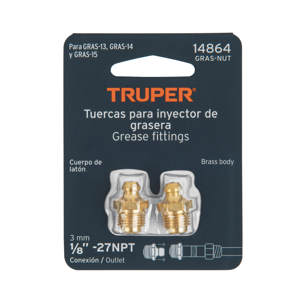 Tuercas para Inyectores de Grasa, 2 Piezas, Truper