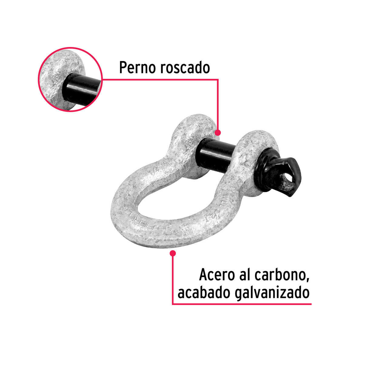 Grillete de Acero Forjado 1/4', Fiero