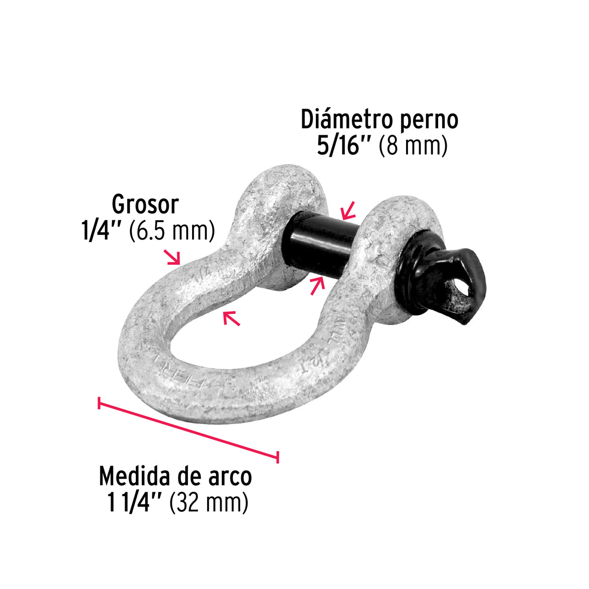 Grillete de Acero Forjado 1/4', Fiero