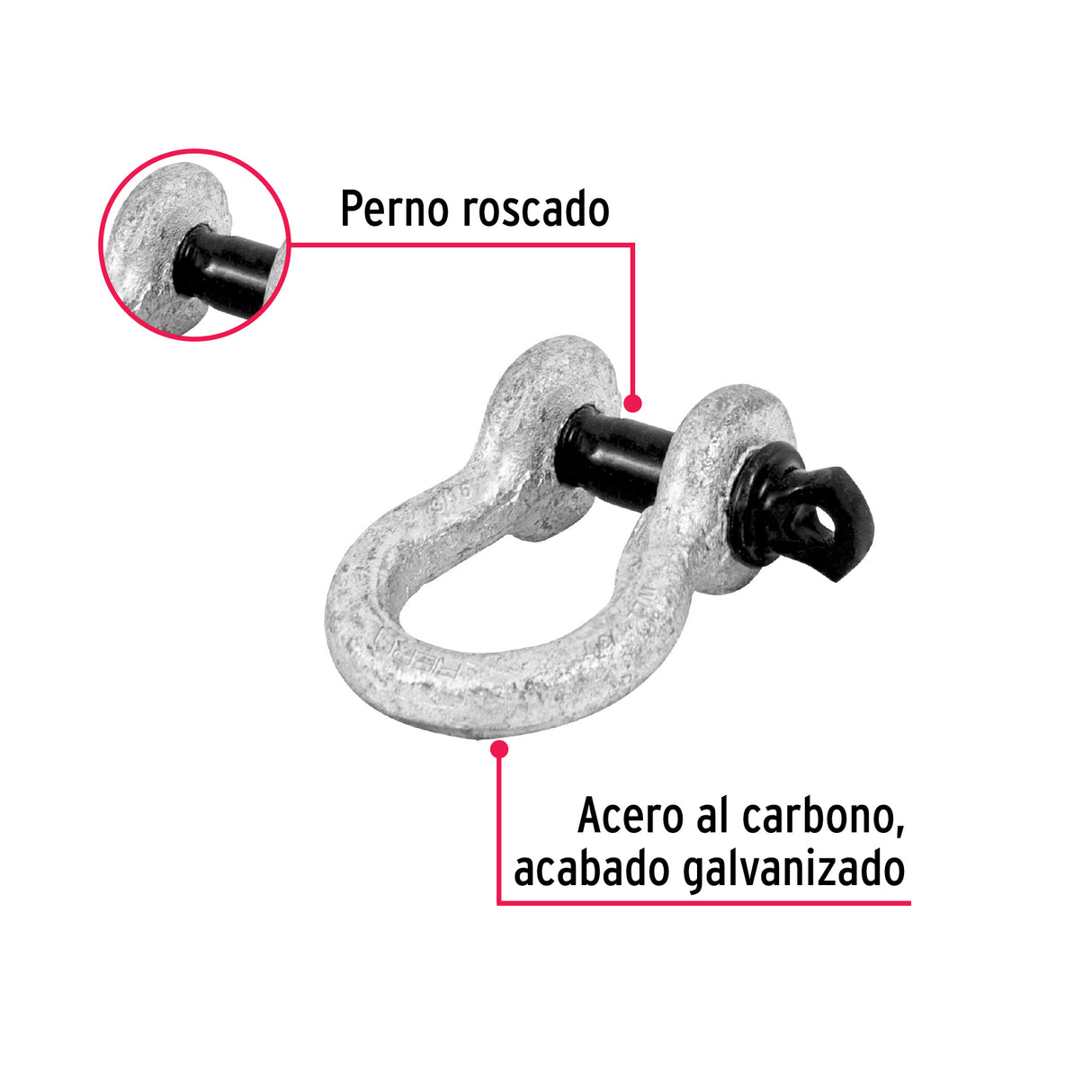 Grillete de Acero Forjado 3/16', Fiero