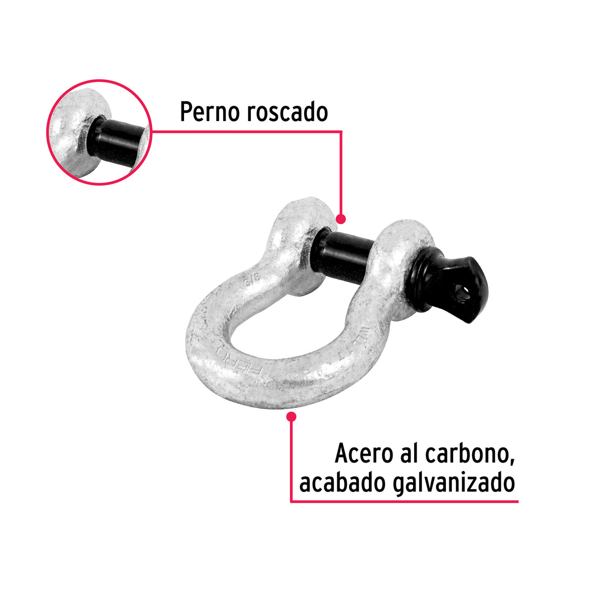 Grillete de Acero Forjado 3/8', Fiero