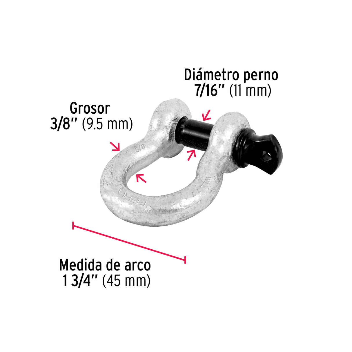 Grillete de Acero Forjado 3/8', Fiero
