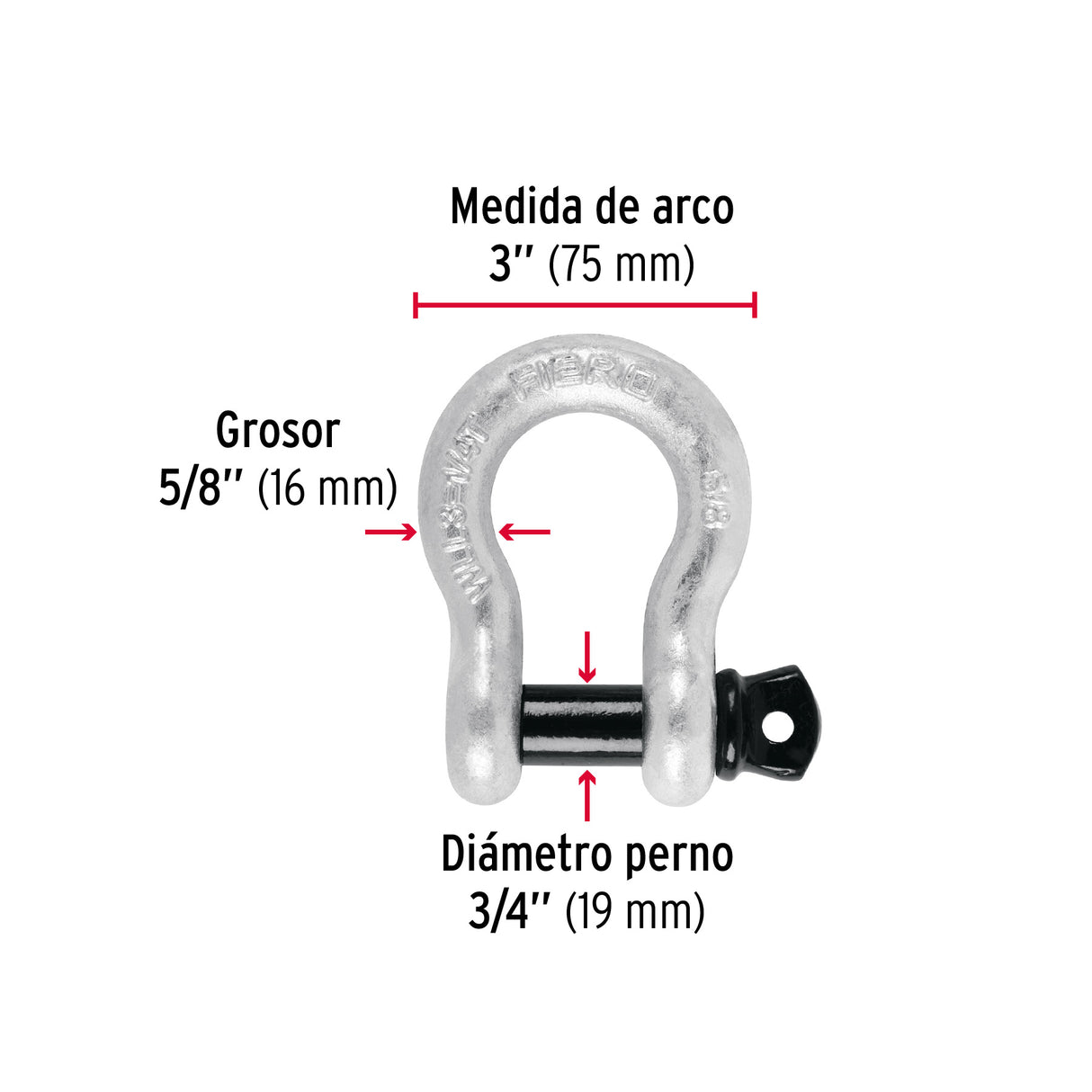 Grillete de Acero Forjado 5/8', Fiero