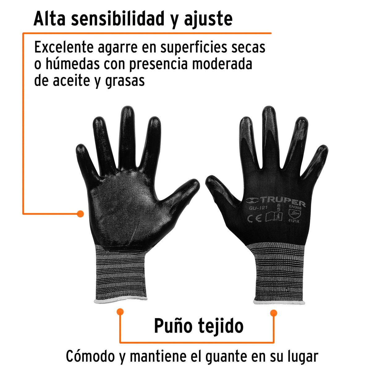 Guantes de Nylon Recubiertos de Nitrilo, Ch, Truper