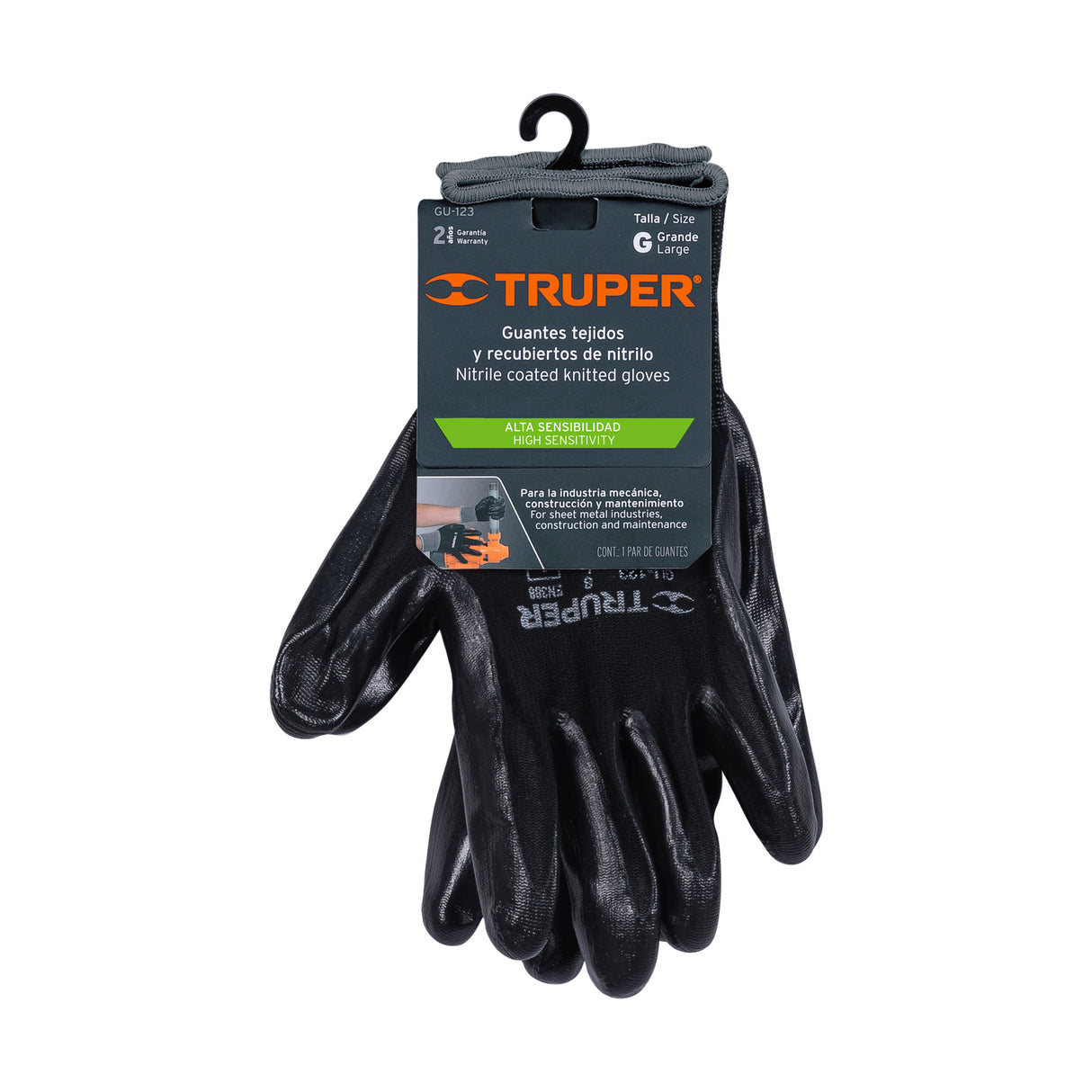 Guantes de Nylon Recubiertos de Nitrilo, g, Truper