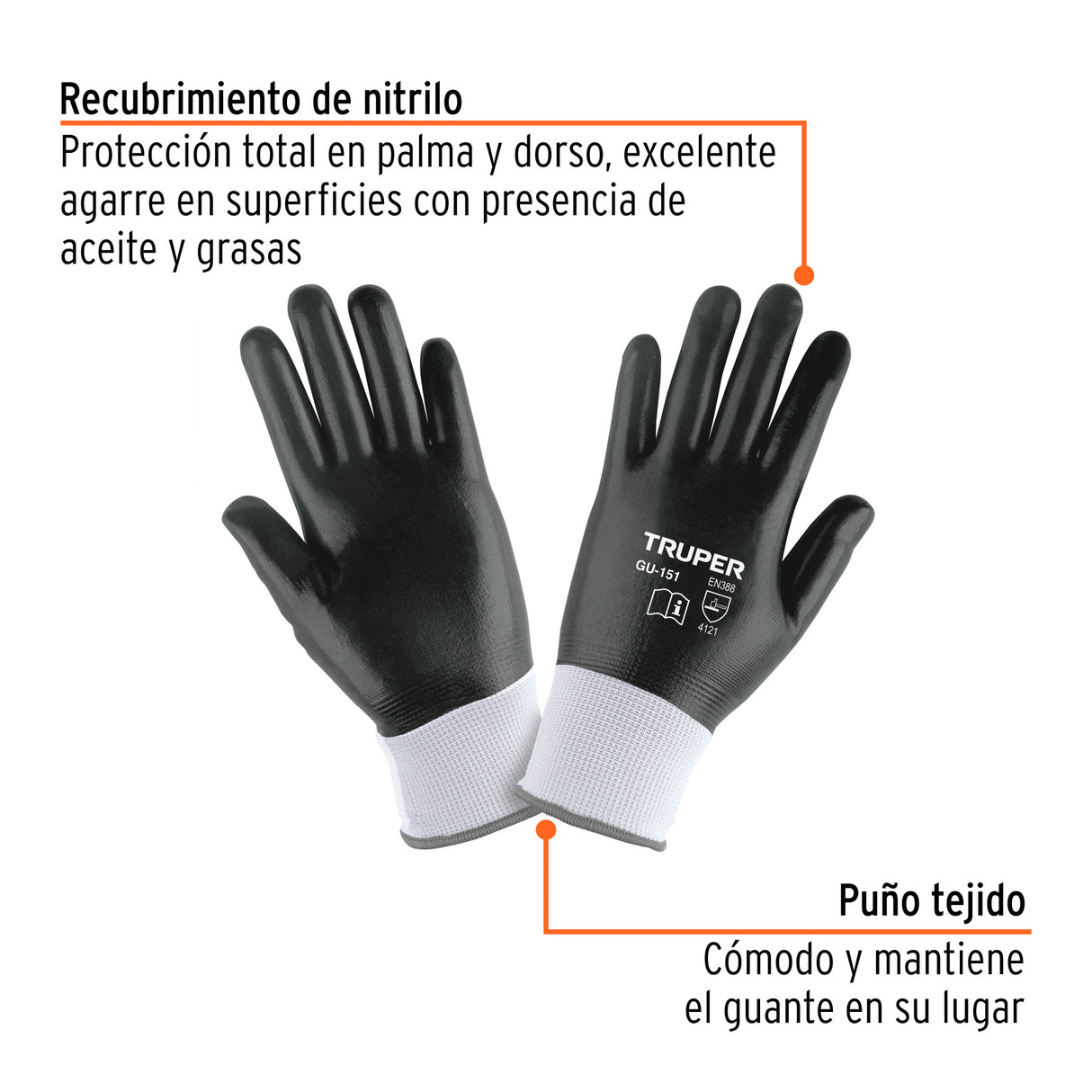 Guantes de Poliéster Recubiertos de Nitrilo, Ch, Truper