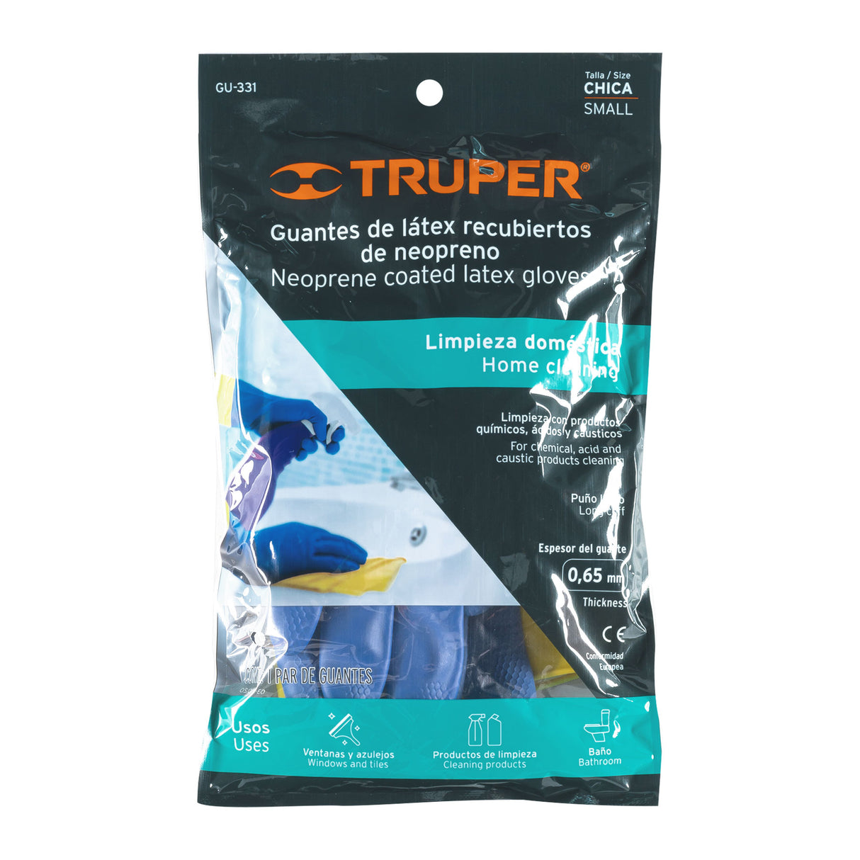 Guantes de Látex Reforzados para Limpieza, Ch, Truper