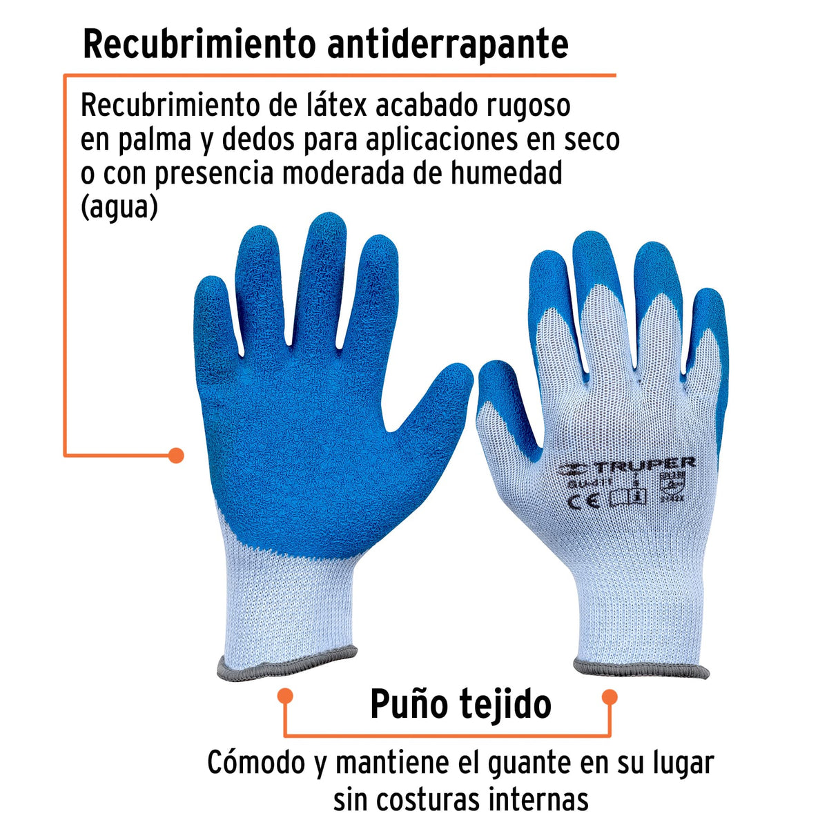 Guantes de Poliéster Recubiertos de Látex, Ch, Truper