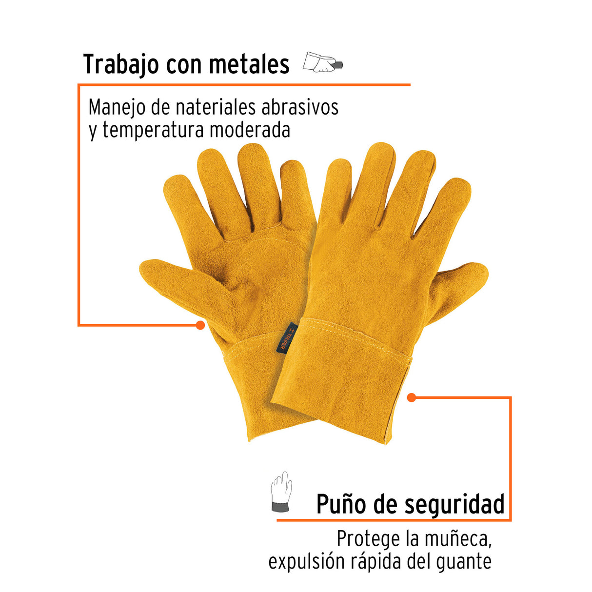 Guantes de Carnaza, Cortos, Unitalla, Truper