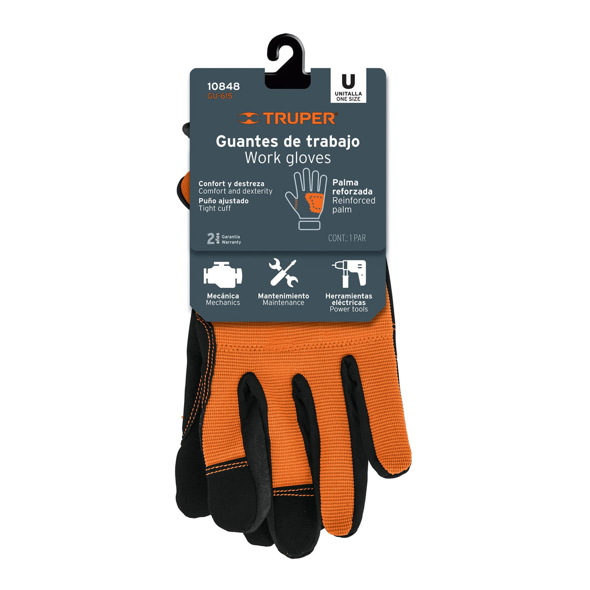 Guantes para Mecánico, Palma Reforzada, Truper