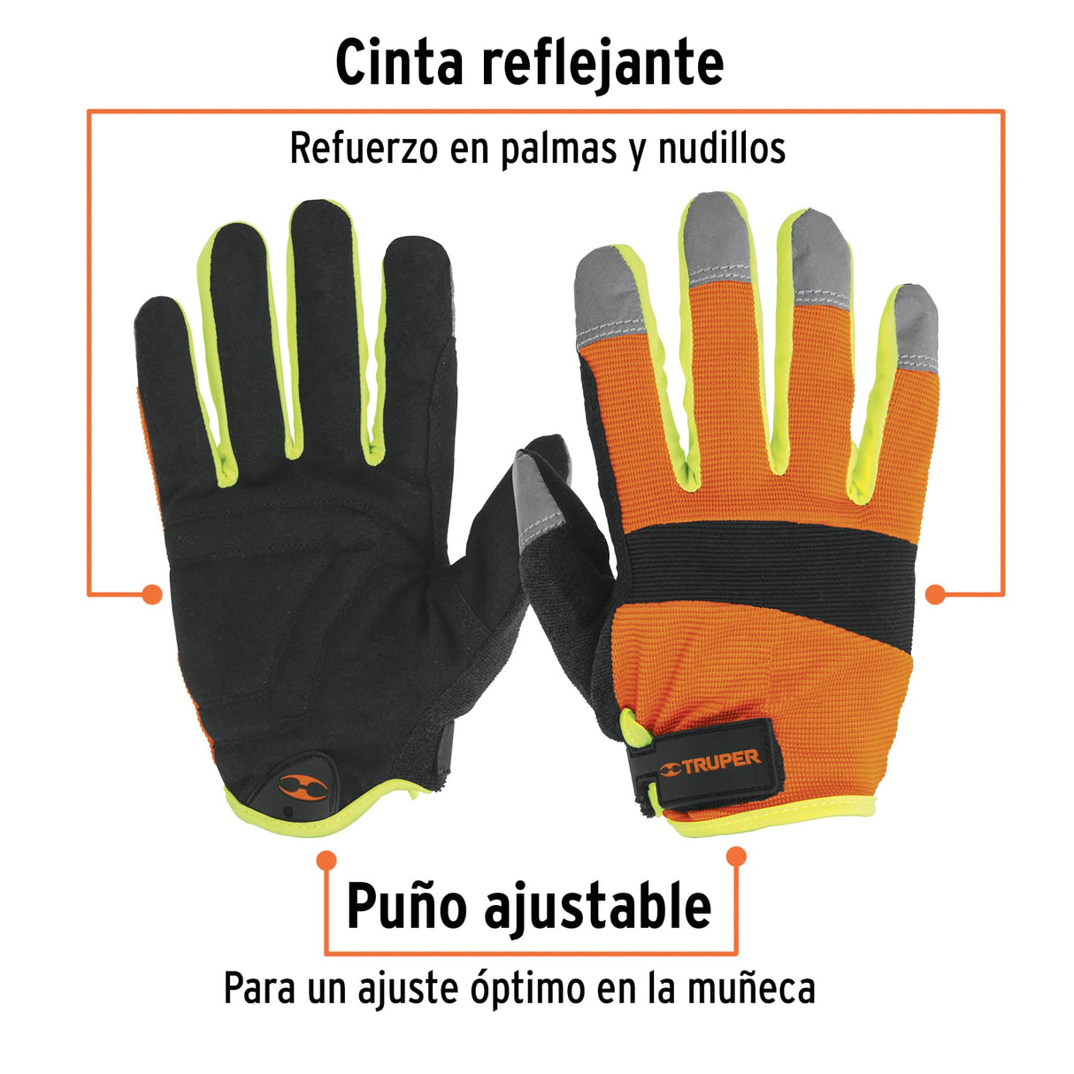 Guantes para Mecánico, Alta Visibilidad, Truper