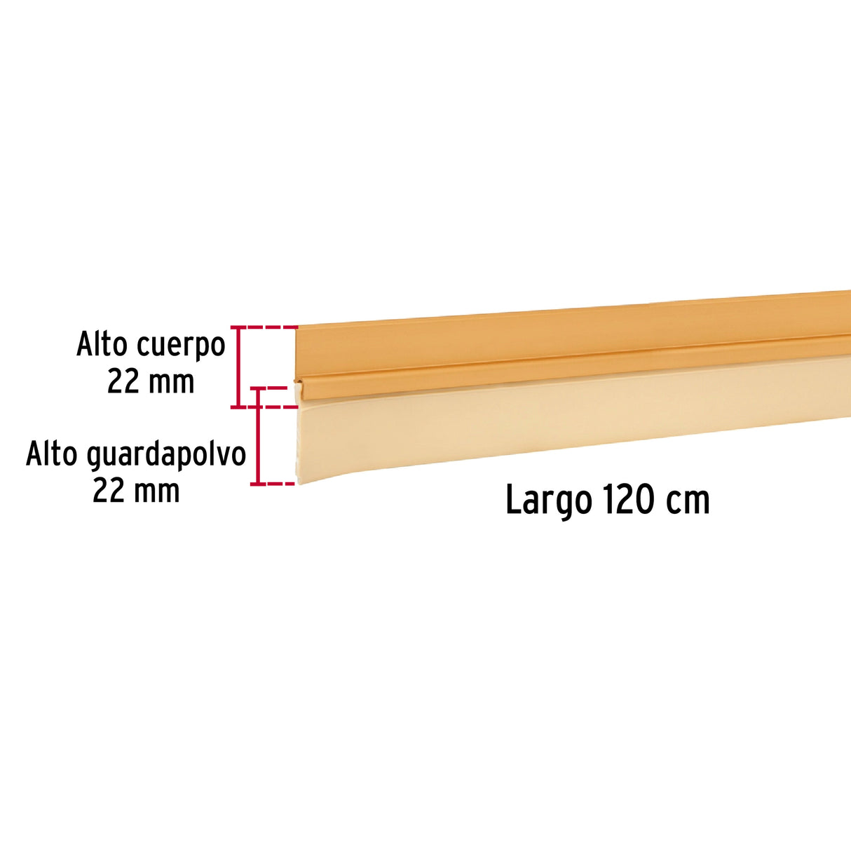 Guardapolvo Fijo de 120 cm, Dorado, Hermex