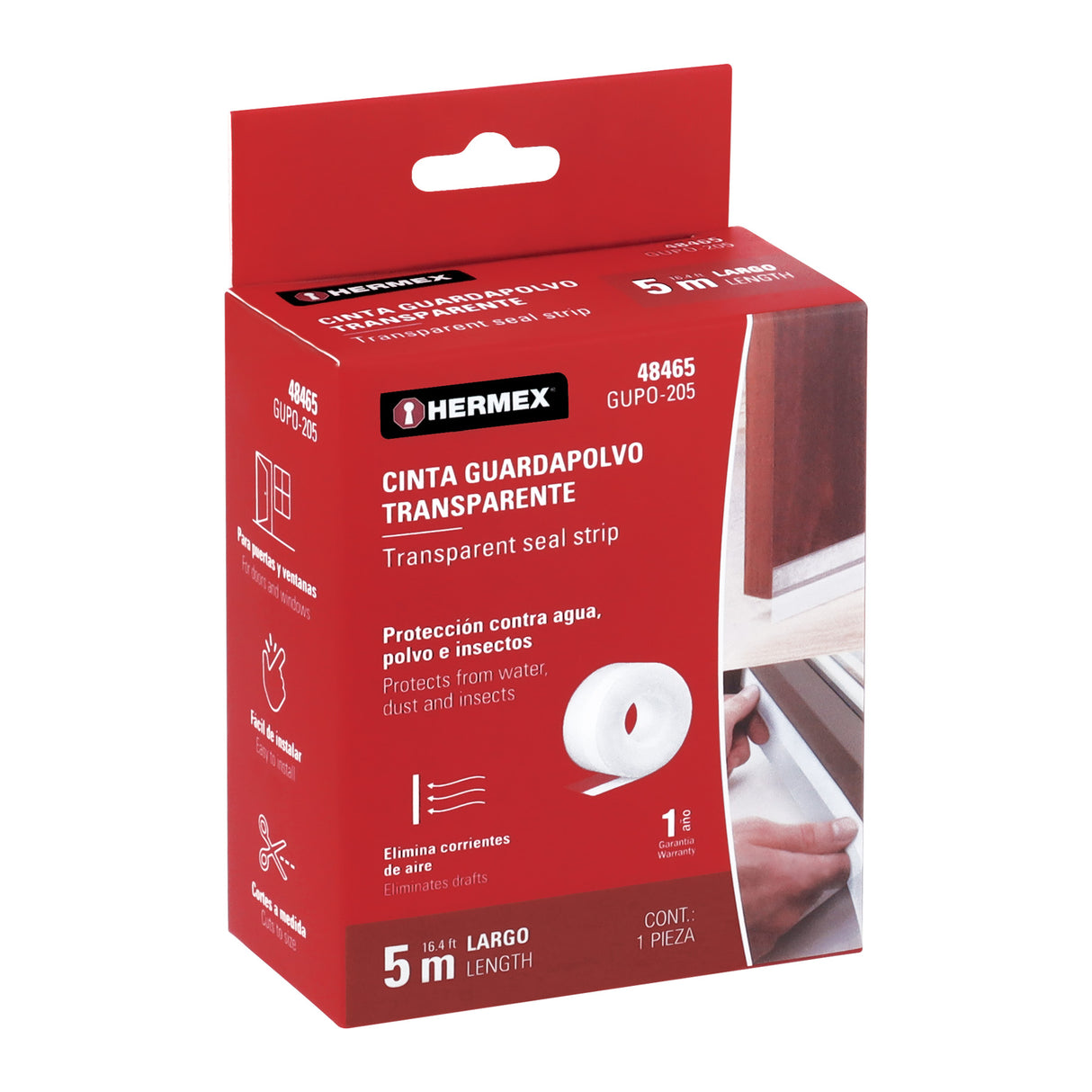 Cinta Guardapolvo 5 m X 45 mm, Transparente, Hermex