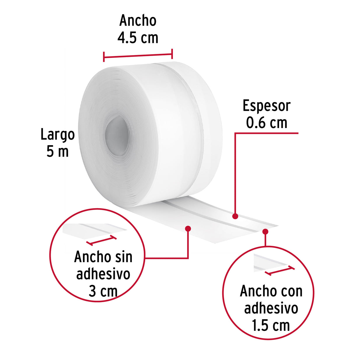 Cinta Guardapolvo 5 m X 45 mm, Transparente, Hermex