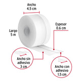 Cinta Guardapolvo 5 m X 45 mm, Transparente, Hermex