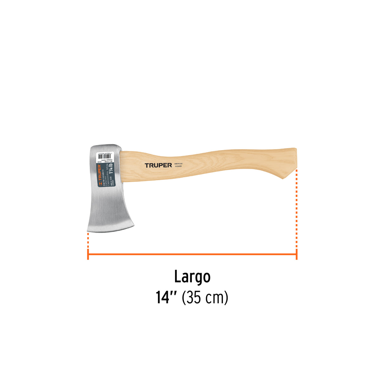 Hacha Cazadora 1-1/4 lb, Mango Hickory 14', Truper