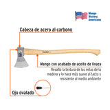 Hacha Europea 1000 g, Mango Hickory 28', Truper