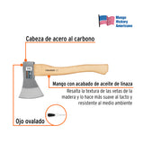 Hacha Europea, 600 g, Mango Hickory 14', Truper