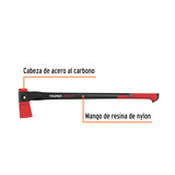 Hacha para Rajar Madera 4 lb Mango de Nylon de 36', Truper