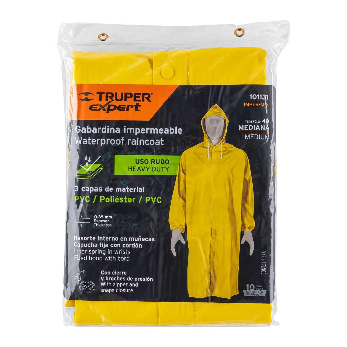 Gabardina Impermeable Triple Capa, Talla m, Truper Expert