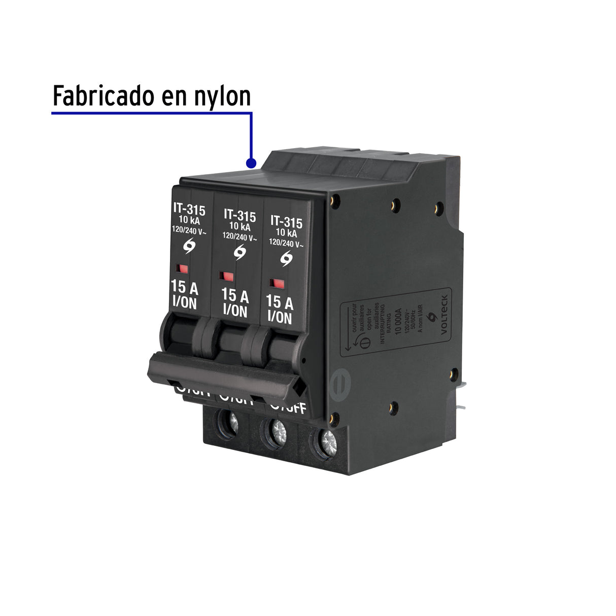 Interruptor de 3 Polos 15 a, Enchufable, Volteck