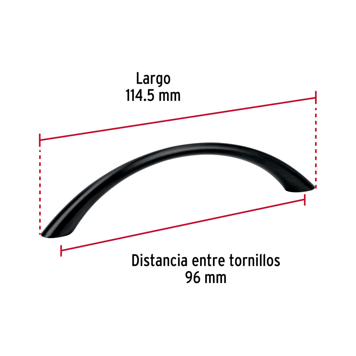 Jaladera de 96 mm, Línea Arco, Negro, Hermex