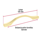 Jaladera de 96 mm, Línea Segovia, Latón Brillante, Hermex