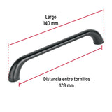 Jaladera de 128 mm, Línea Cádiz, Negro, Hermex