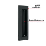 Jaladera de Embutir Cuadrada Acabado Negro, Hermex
