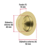 Jaladera de Embutir Circular No. 4 Acabado Latón Brillante
