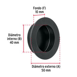 Jaladera de Embutir Circular No. 4 Acabado Negro