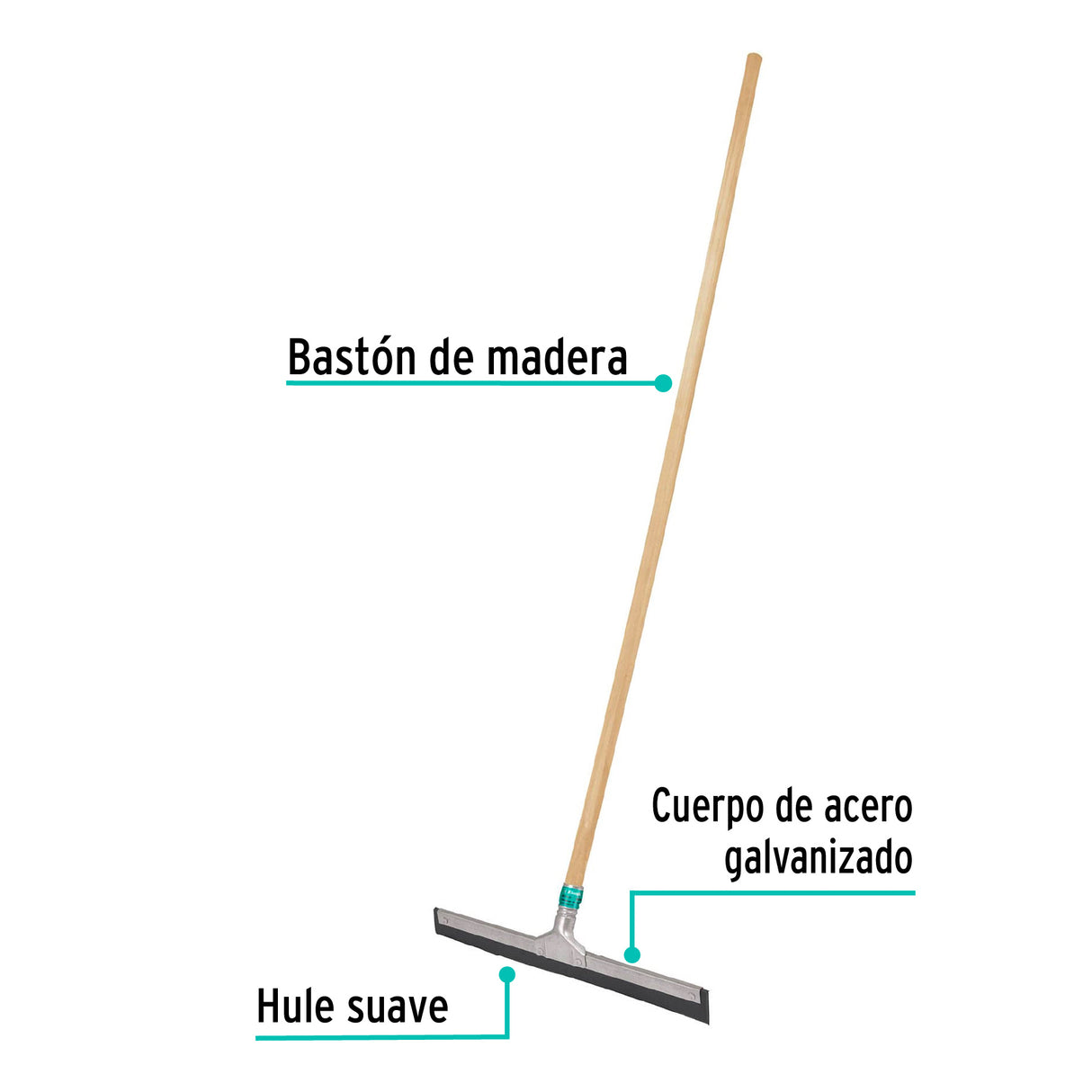Jalador con Base de Lámina de 40 cm, con Bastón de Madera