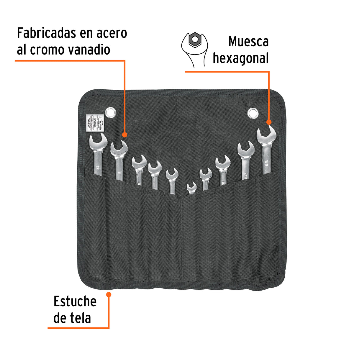 Jgo 10 Llaves Combinadas Extralargas Pulidas Std y mm, Expert