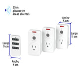 Juego de 3 Contactos con Control Remoto, Volteck
