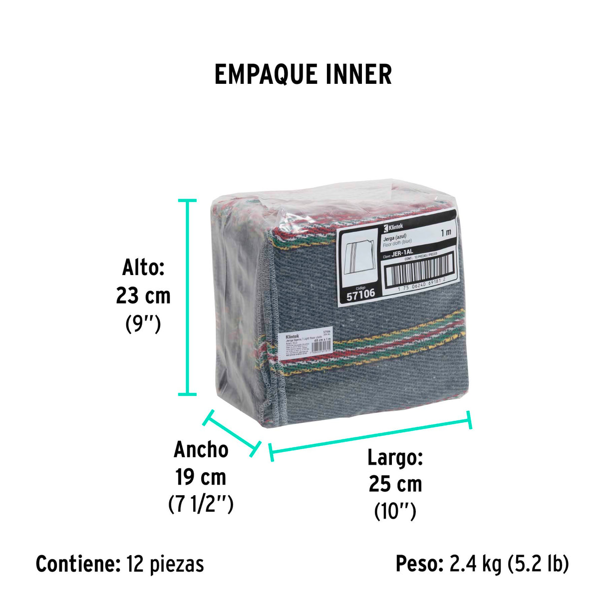 Jerga Azul Sarga Ligera de 1 m X 48 cm, Klintek
