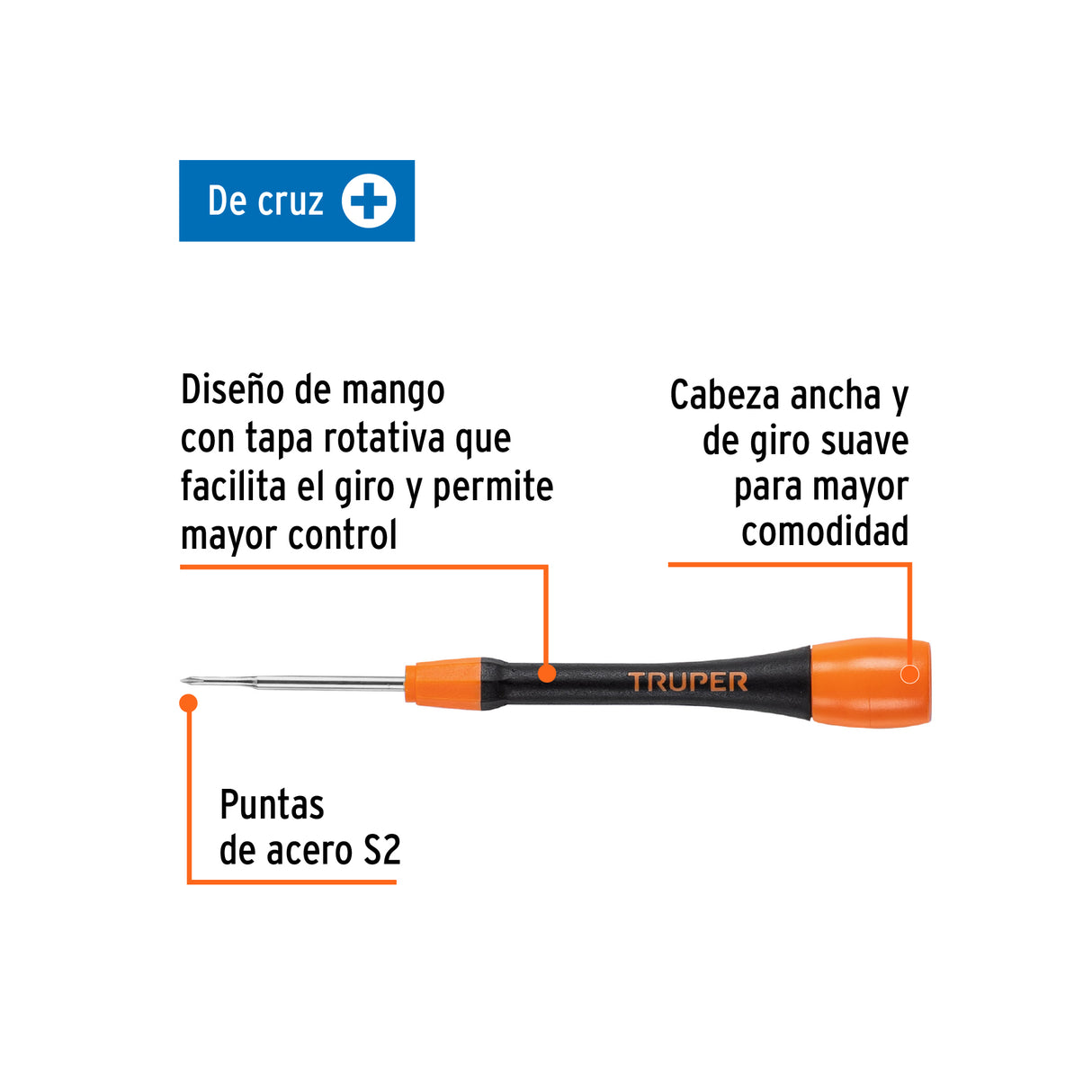 Desarmador de Precisión de Cruz PH000 Mango Ergonómico