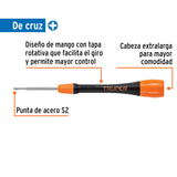 Desarmador de Precisión de Cruz PH0 Mango Ergonómico, Truper