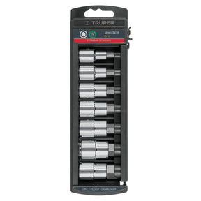 Juego de 7 dados cuadro 1/2' punta hexagonal std, Truper