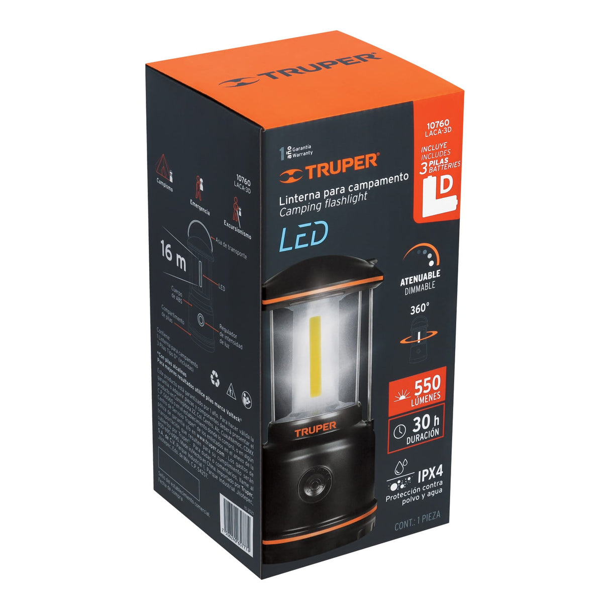 Linterna de LED para Campamento, Tipo Farol, de Pilas 3 D