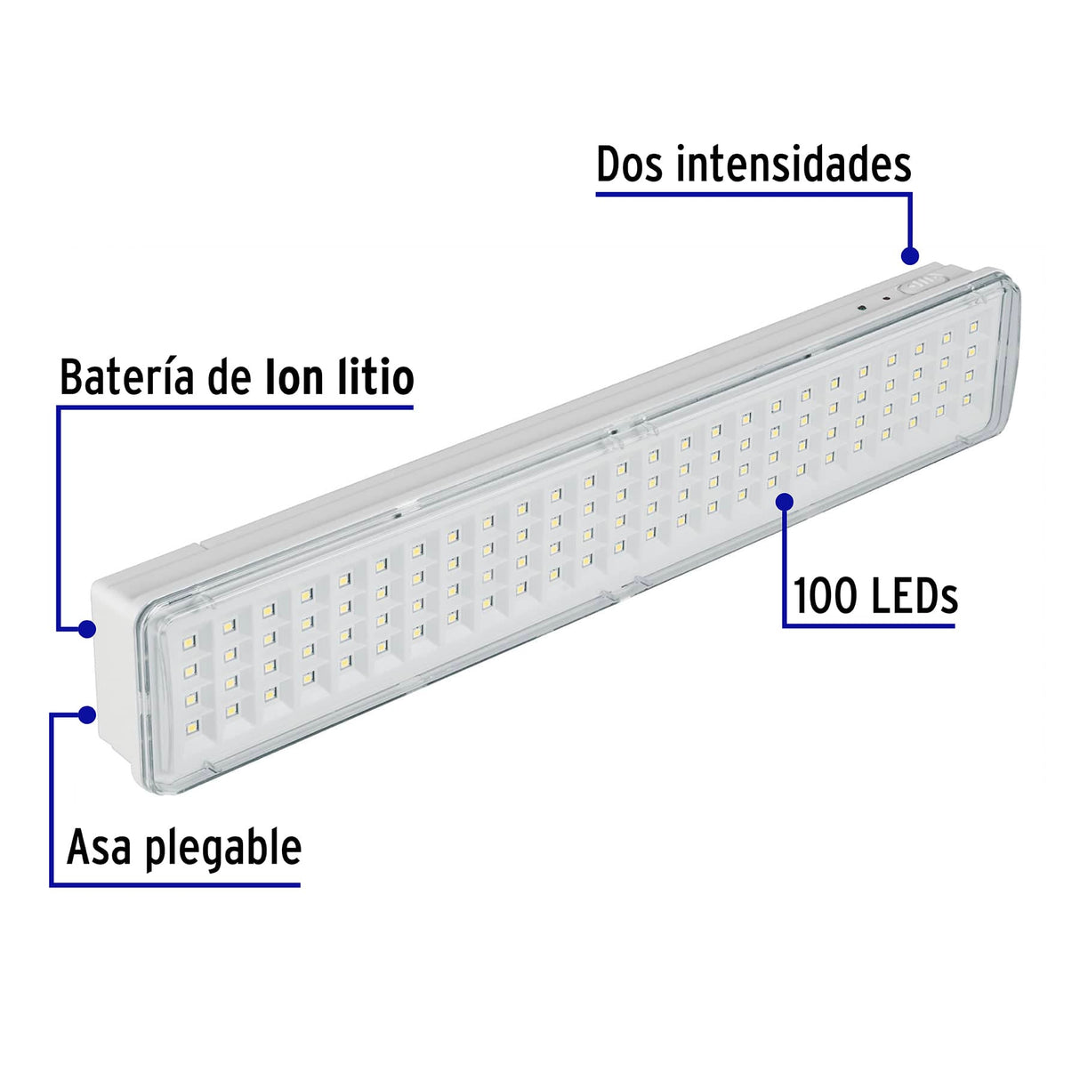 Lámpara de Emergencia de 100 Leds 500 Lm Recargable, Volteck
