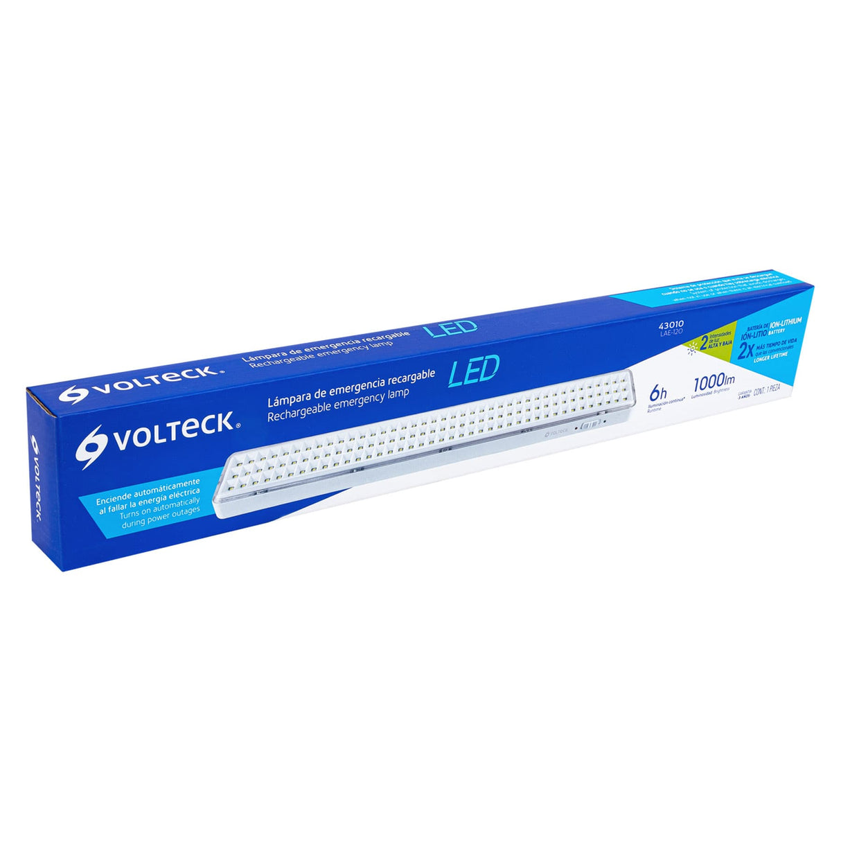 Lámpara de Emergencia de 120 Leds 1000 Lm Recargable Volteck