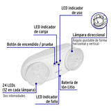 Lámpara de Emergencia de 24 Leds 170 Lm Dirigible Recargable