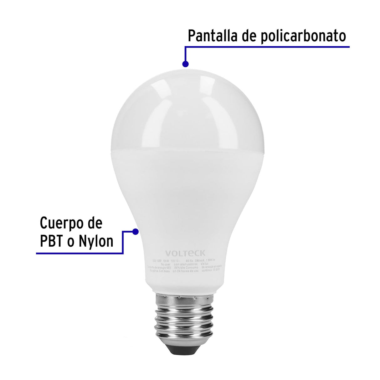 Pack 4 Focos LED 18 W (125 W) A25, 6500K Blanca Fría, 1900 Lm
