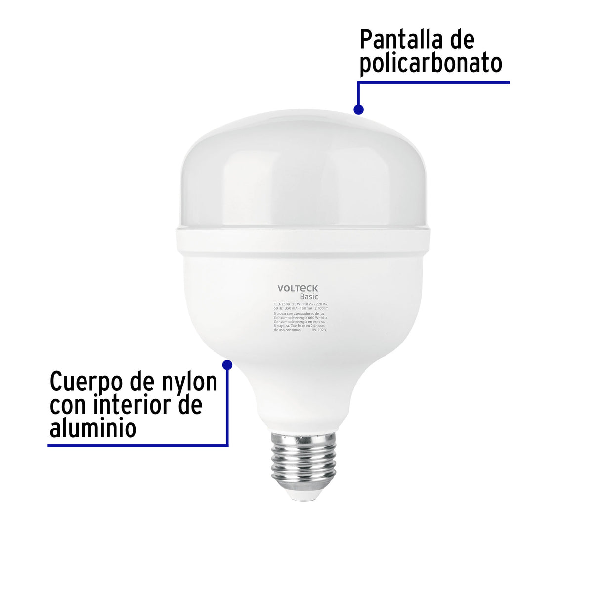 Foco LED Alta Potencia 25 W (250 W) 6500K Blanca Fría, Basic