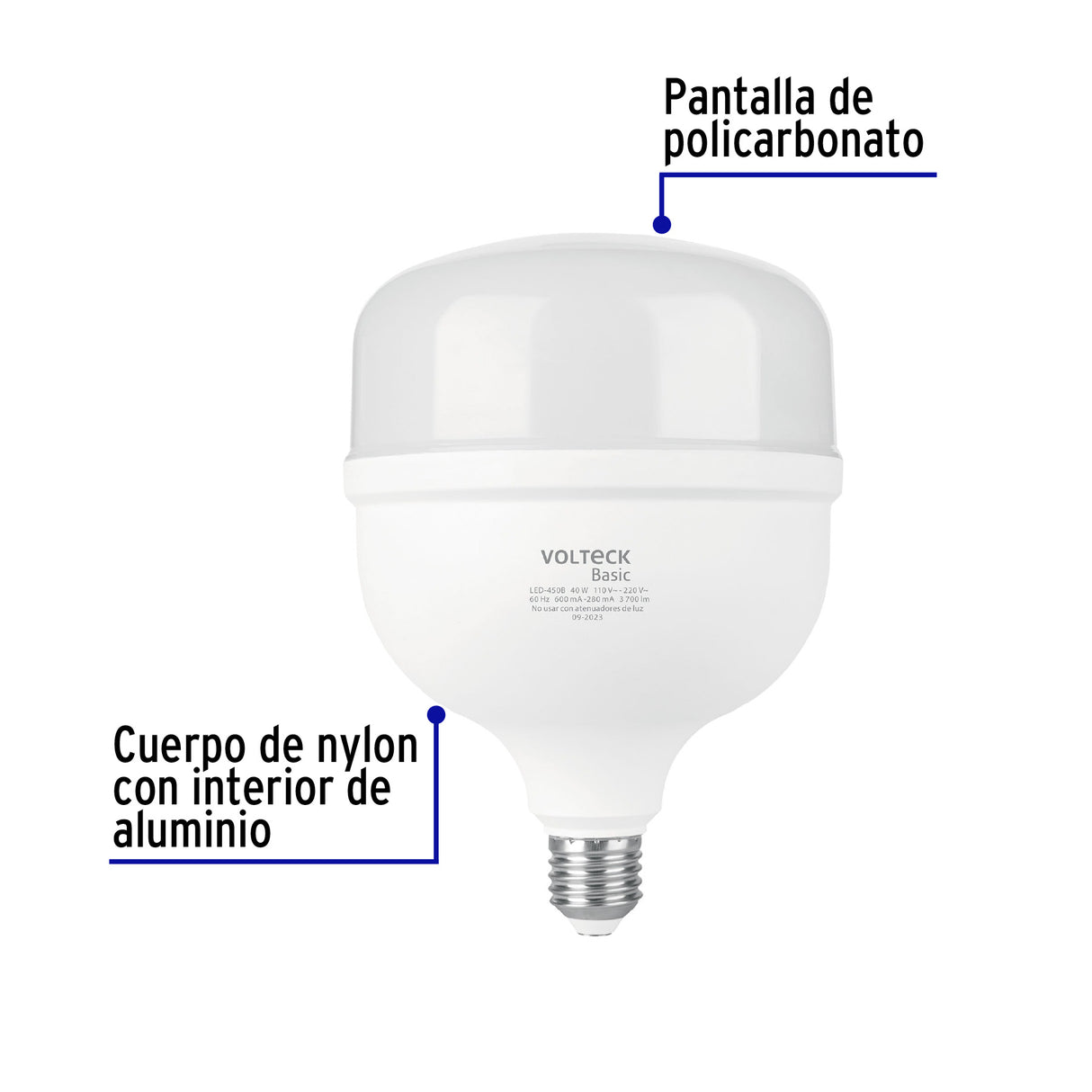 Foco LED Alta Potencia 40 W (450 W) 6500K Blanca Fría, Basic