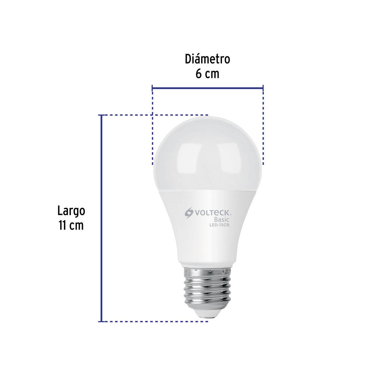 Foco LED 10 W (75 W) A19, 6500K Blanca Fría, 950 Lm, Basic