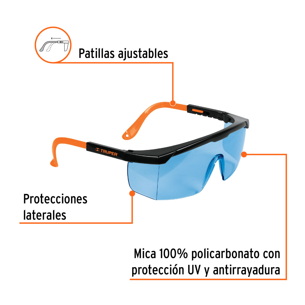 Lentes de Seguridad Ajustables Azules, Truper Classic