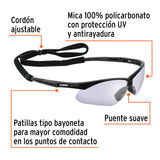 Lentes Seguridad Espejo Azul C/Cordón Ajustable, Sport