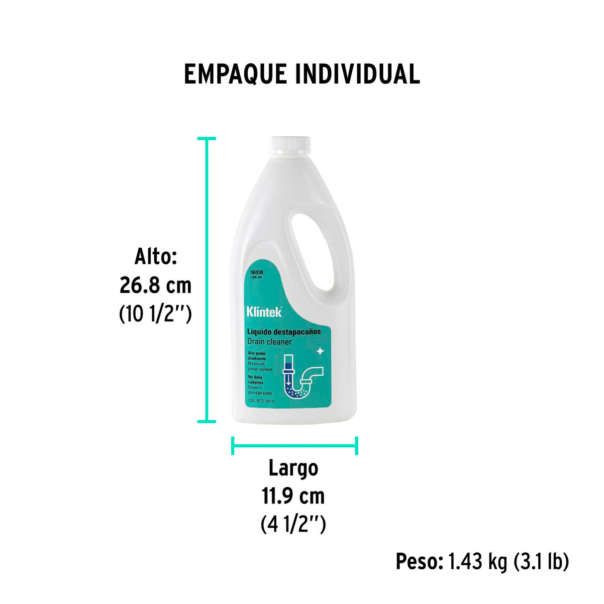 Líquido Destapacaños de 946 ml, Klintek