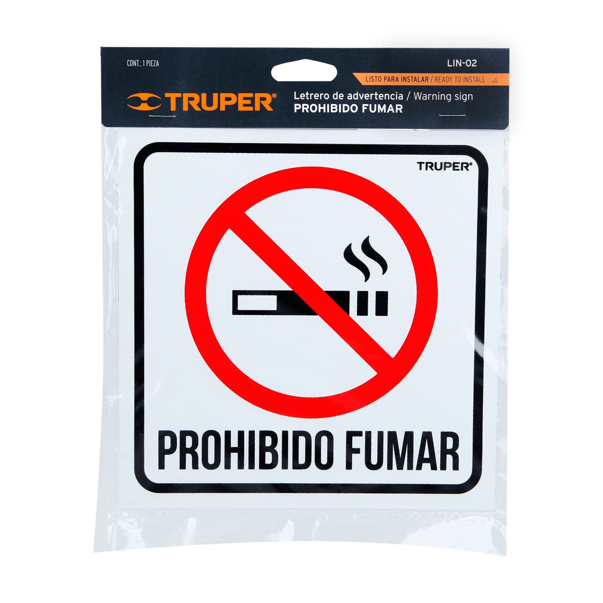 Letrero de Señalización 'No Fumar', 19 X 19 cm, Truper